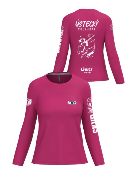 Tričko dámské dl. rukáv SKVD Ústecký volejbal fuchsia