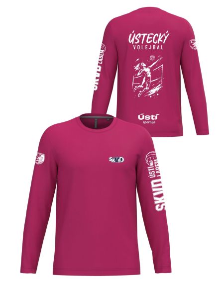 Tričko pánské dl. rukáv SKVD Ústecký volejbal fuchsia